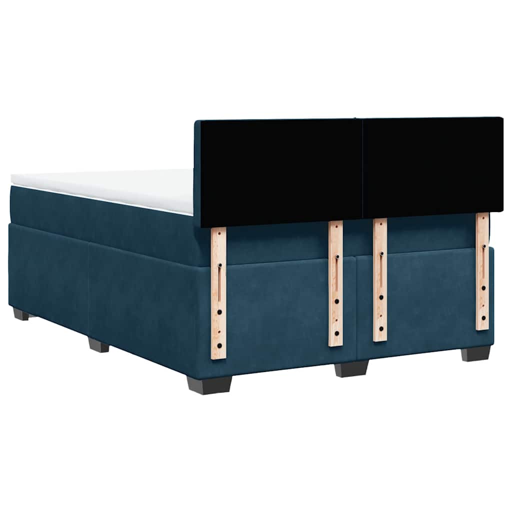 Giroletto a Molle con Materasso Blu 140x190 cm in Velluto