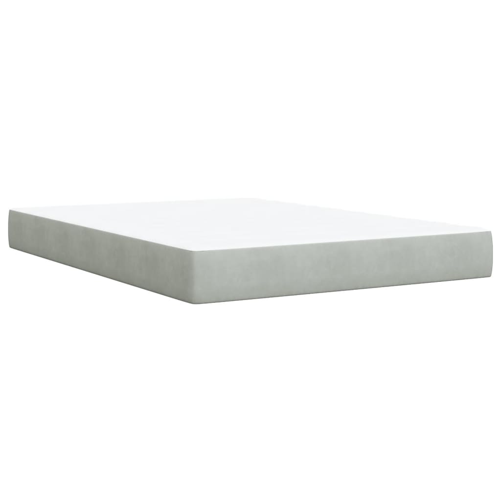 Giroletto a Molle con Materasso Grigio Chiaro 140x200cm Velluto