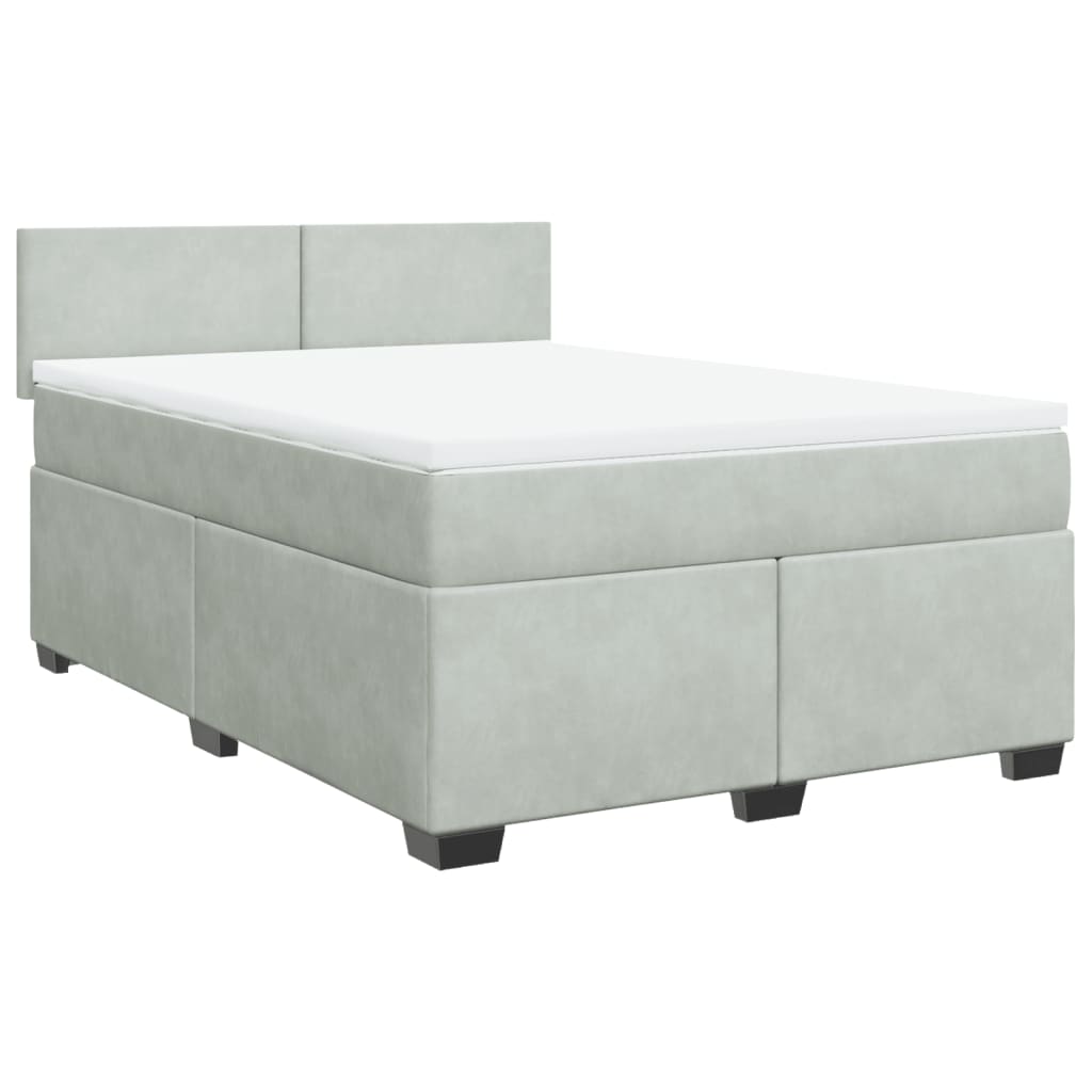 Giroletto a Molle con Materasso Grigio Chiaro 140x200cm Velluto