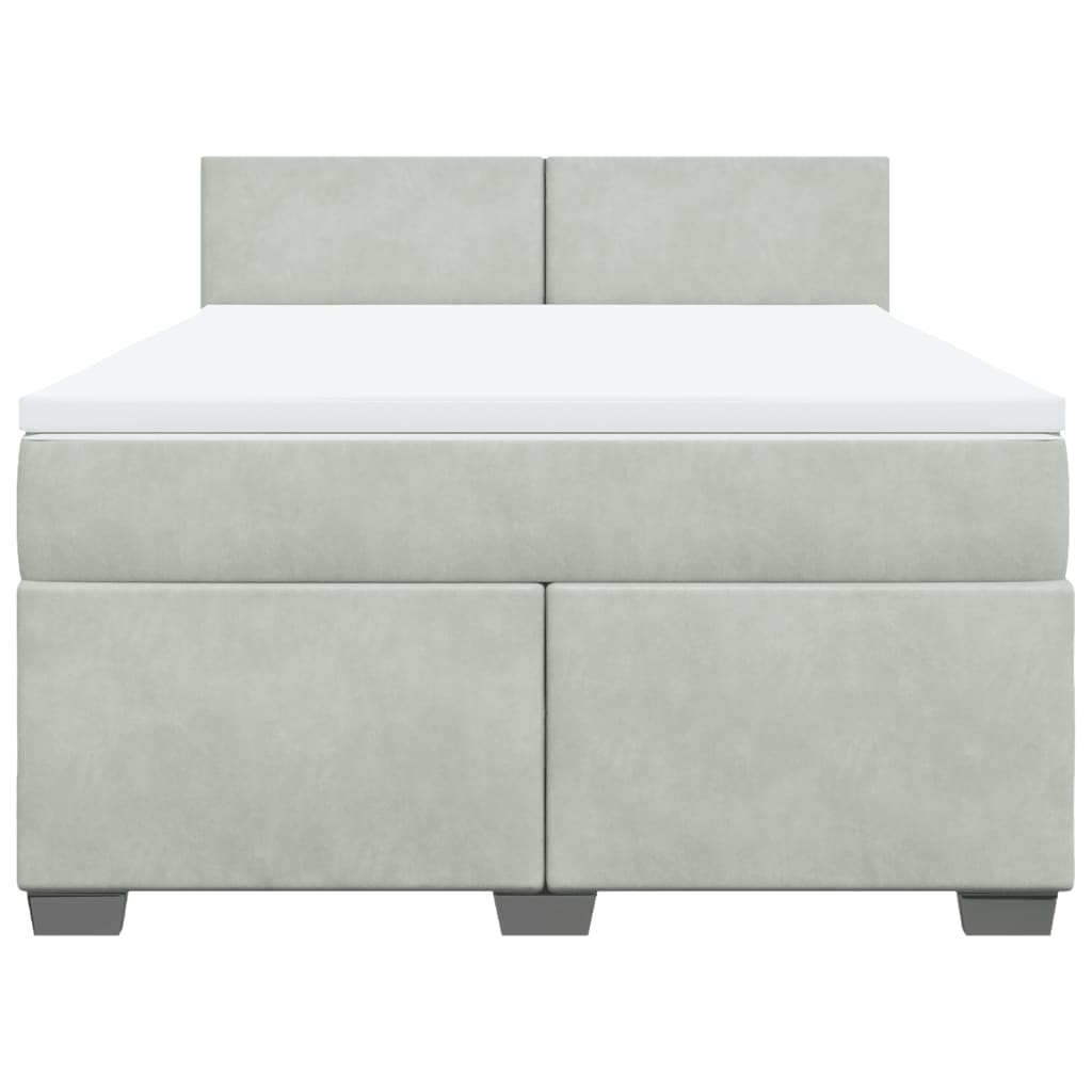 Giroletto a Molle con Materasso Grigio Chiaro 140x200cm Velluto