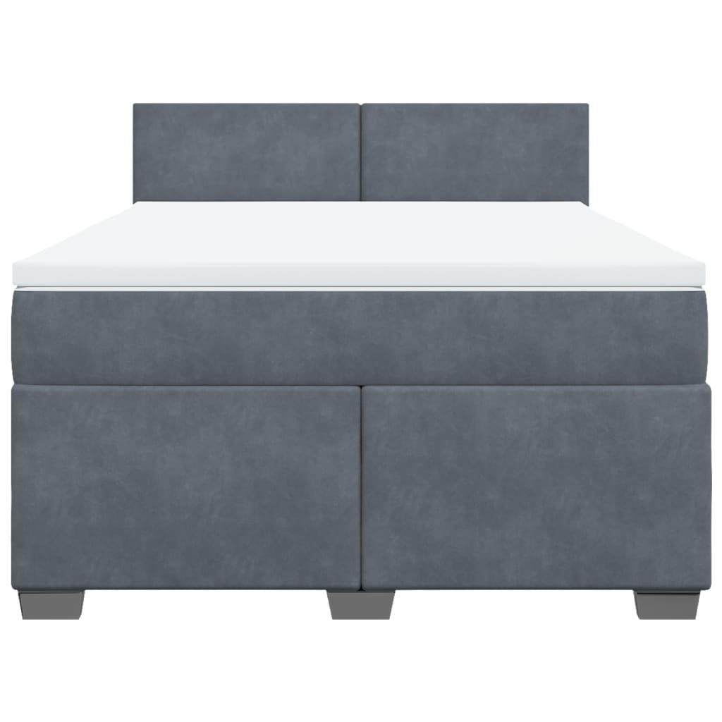 Giroletto a Molle con Materasso Grigio Scuro 140x200 cm Velluto