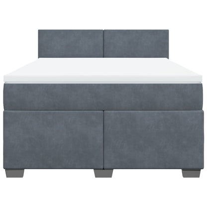 Giroletto a Molle con Materasso Grigio Scuro 140x200 cm Velluto