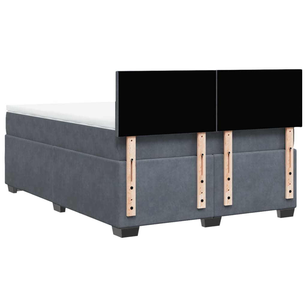 Giroletto a Molle con Materasso Grigio Scuro 140x200 cm Velluto