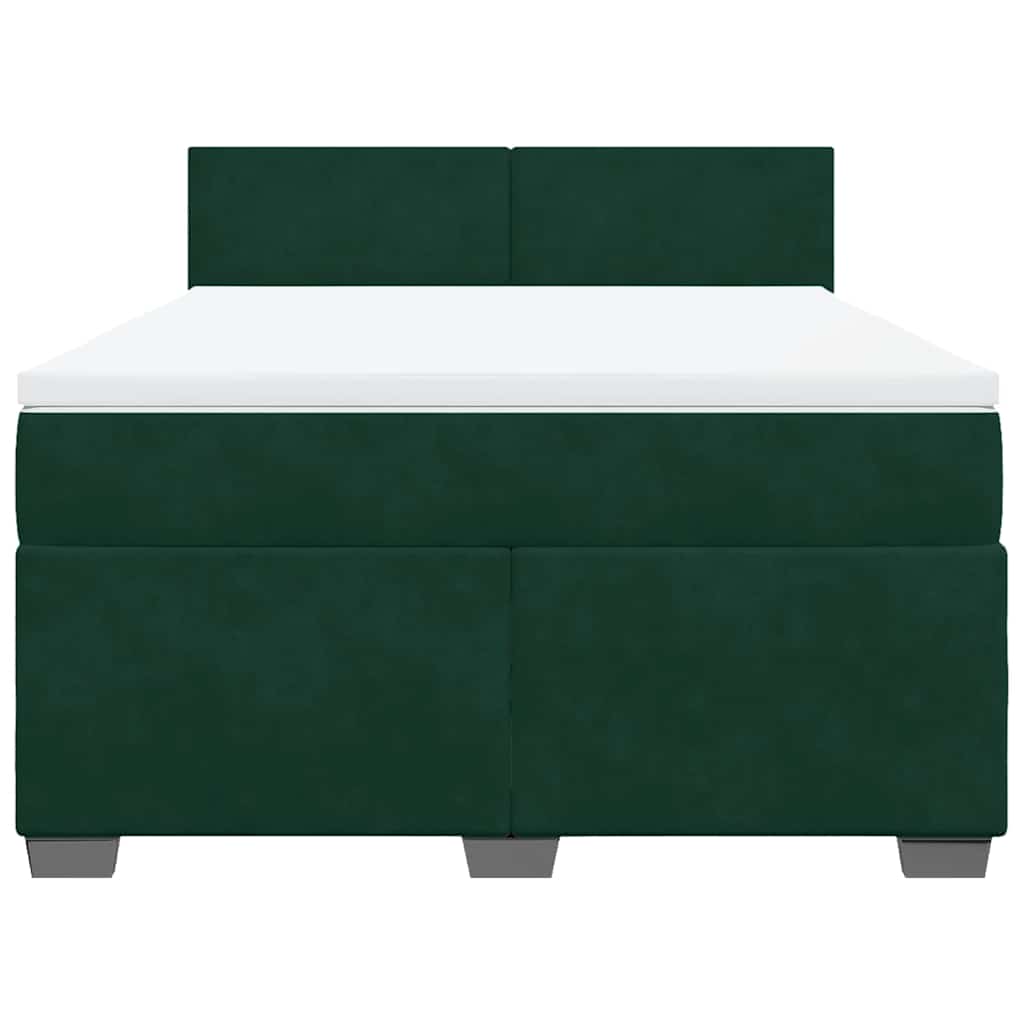 Giroletto a Molle con Materasso Verde Scuro 140x200 cm Velluto