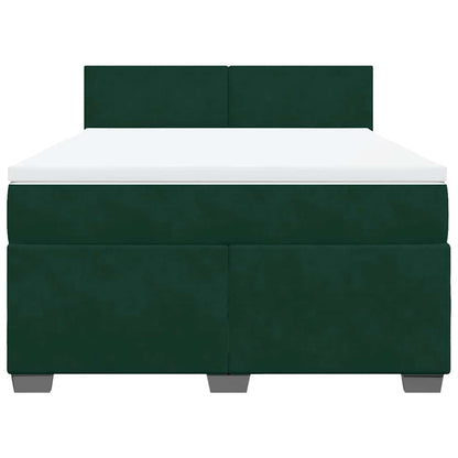 Giroletto a Molle con Materasso Verde Scuro 140x200 cm Velluto