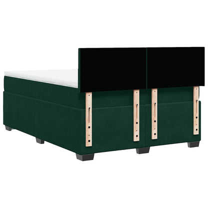 Giroletto a Molle con Materasso Verde Scuro 140x200 cm Velluto