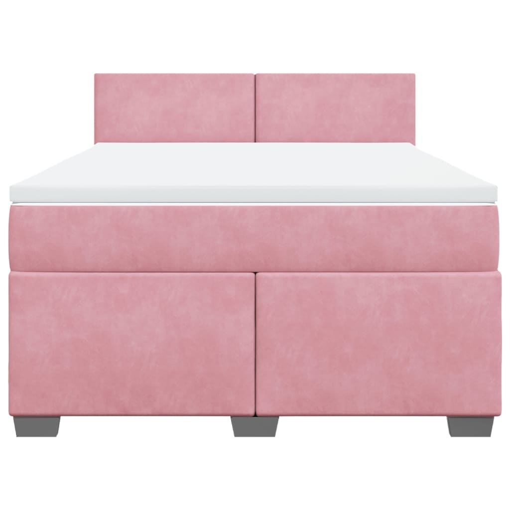 Giroletto a Molle con Materasso Rosa 140x200 cm in Velluto