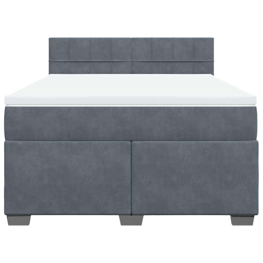 Giroletto a Molle con Materasso Grigio Scuro 140x200 cm Velluto