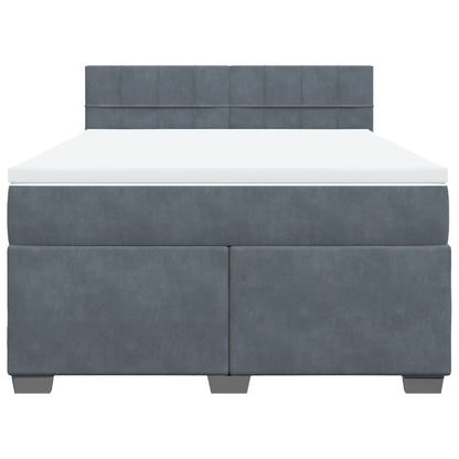 Giroletto a Molle con Materasso Grigio Scuro 140x200 cm Velluto