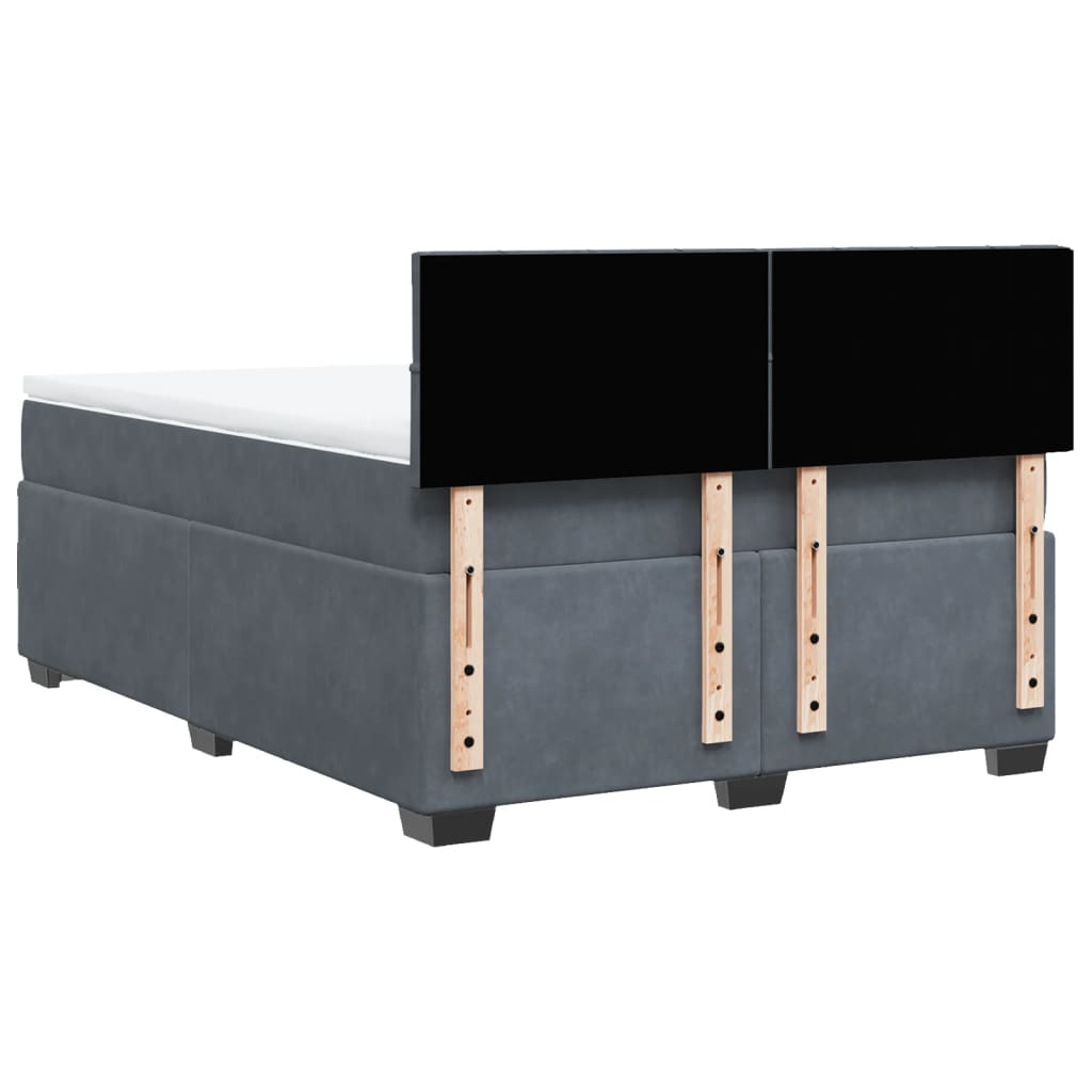 Giroletto a Molle con Materasso Grigio Scuro 140x200 cm Velluto