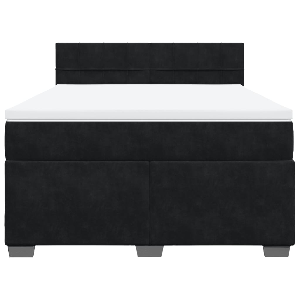 Giroletto a Molle con Materasso Nero 140x200 cm in Velluto