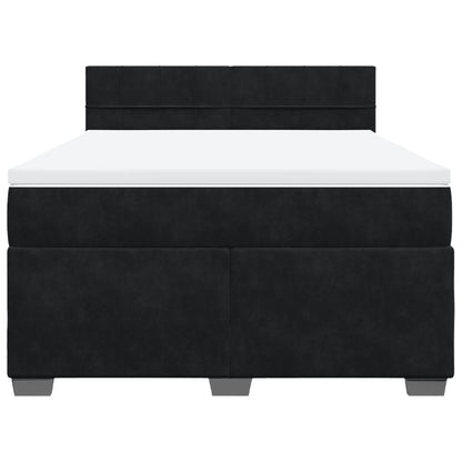 Giroletto a Molle con Materasso Nero 140x200 cm in Velluto