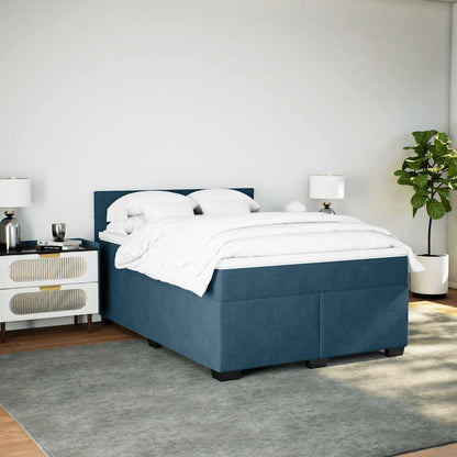 Giroletto a Molle con Materasso Blu 140x200 cm in Velluto