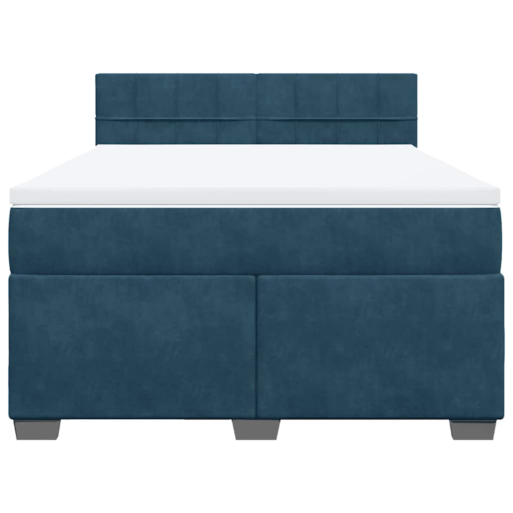 Giroletto a Molle con Materasso Blu 140x200 cm in Velluto