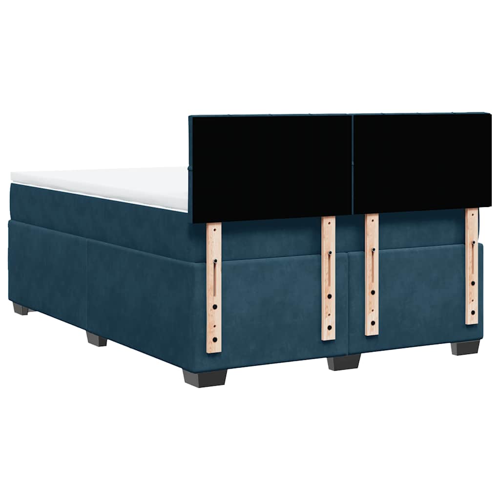 Giroletto a Molle con Materasso Blu 140x200 cm in Velluto