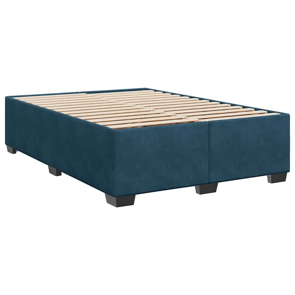 Giroletto a Molle con Materasso Blu 140x200 cm in Velluto