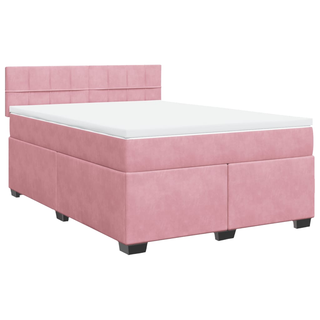 Giroletto a Molle con Materasso Rosa 140x200 cm in Velluto