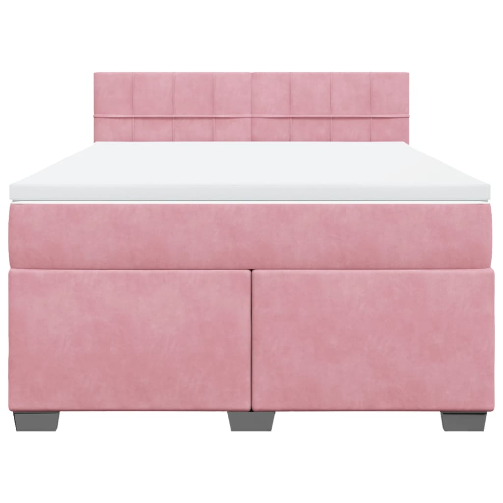 Giroletto a Molle con Materasso Rosa 140x200 cm in Velluto
