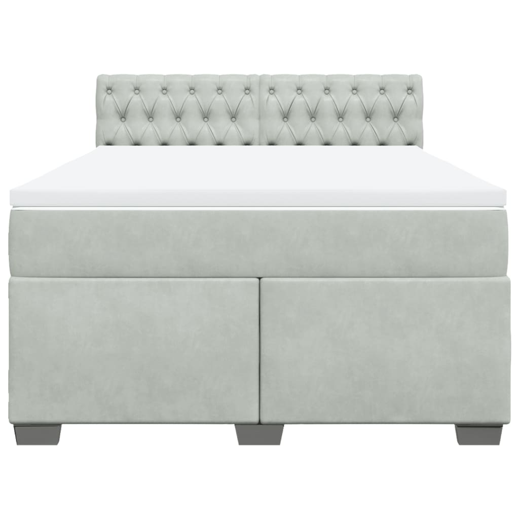 Giroletto a Molle con Materasso Grigio Chiaro 140x200cm Velluto