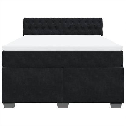 Giroletto a Molle con Materasso Nero 140x200 cm in Velluto