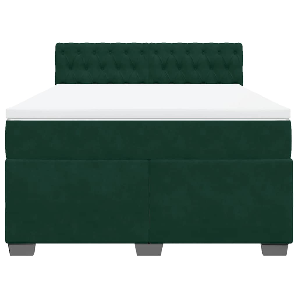 Giroletto a Molle con Materasso Verde Scuro 140x200 cm Velluto