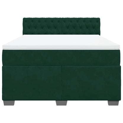 Giroletto a Molle con Materasso Verde Scuro 140x200 cm Velluto
