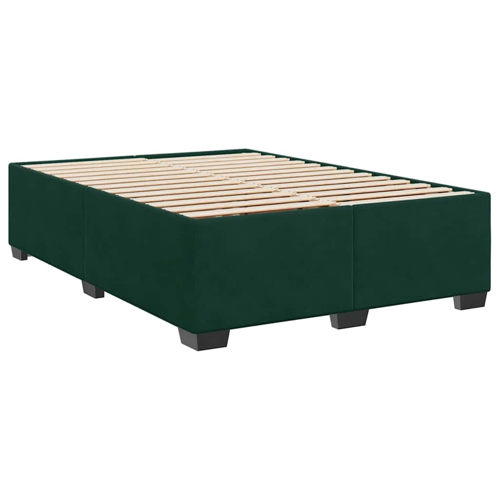 Giroletto a Molle con Materasso Verde Scuro 140x200 cm Velluto