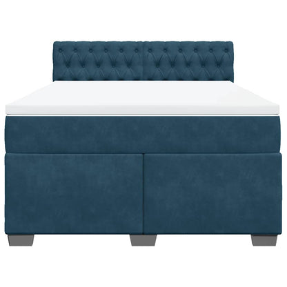 Giroletto a Molle con Materasso Blu 140x200 cm in Velluto