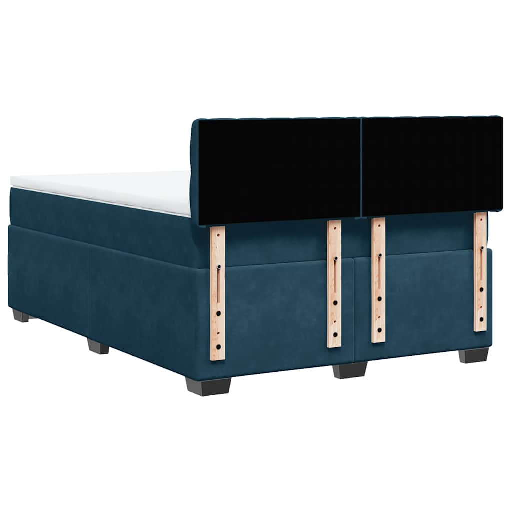 Giroletto a Molle con Materasso Blu 140x200 cm in Velluto