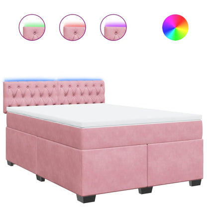 Giroletto a Molle con Materasso Rosa 140x200 cm in Velluto | homemem39