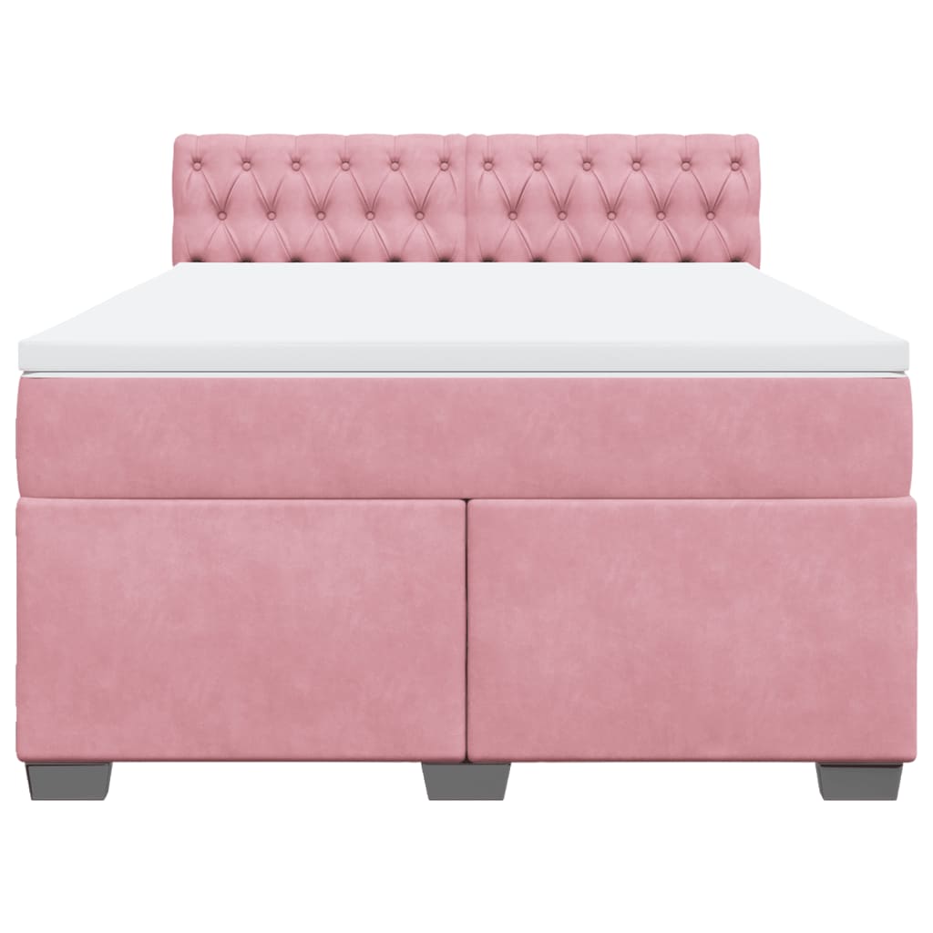 Giroletto a Molle con Materasso Rosa 140x200 cm in Velluto | homemem39