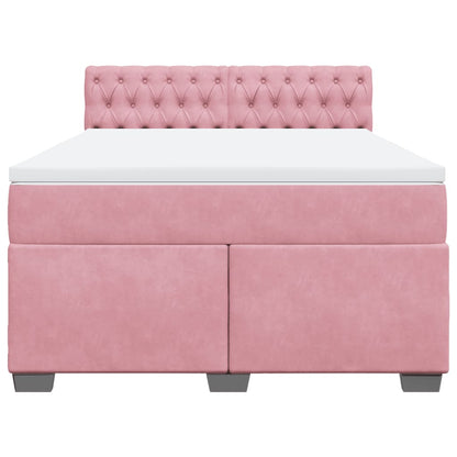 Giroletto a Molle con Materasso Rosa 140x200 cm in Velluto | homemem39