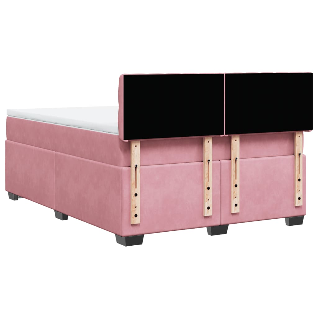 Giroletto a Molle con Materasso Rosa 140x200 cm in Velluto | homemem39