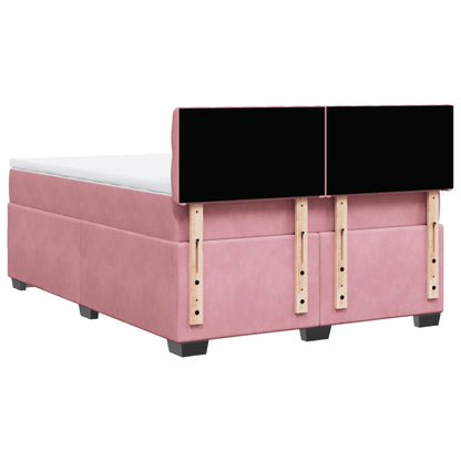 Giroletto a Molle con Materasso Rosa 140x200 cm in Velluto | homemem39