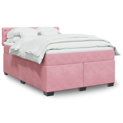 Giroletto a Molle con Materasso Rosa 140x200 cm in Velluto | homemem39