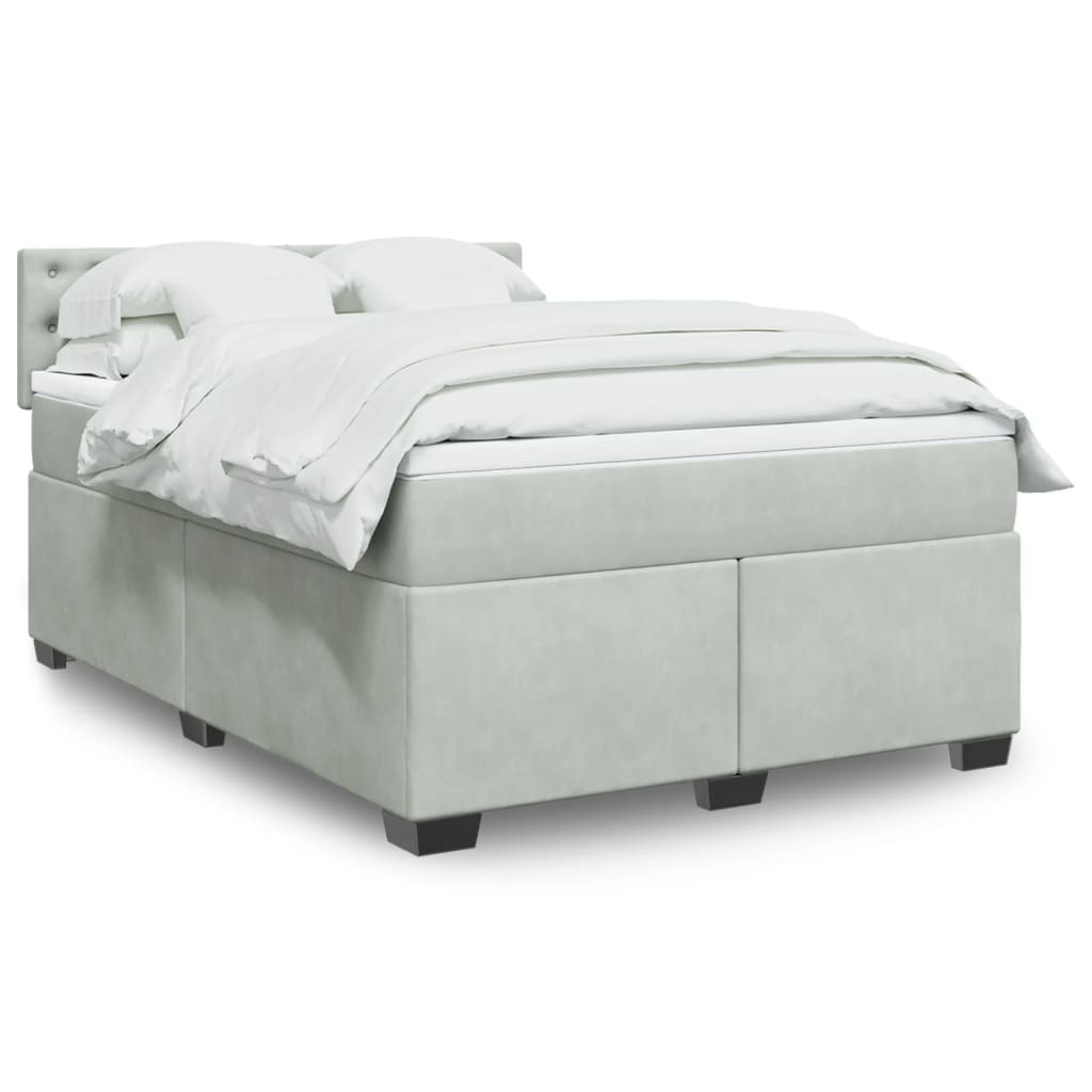 Giroletto a Molle con Materasso Grigio Chiaro 140x200cm Velluto
