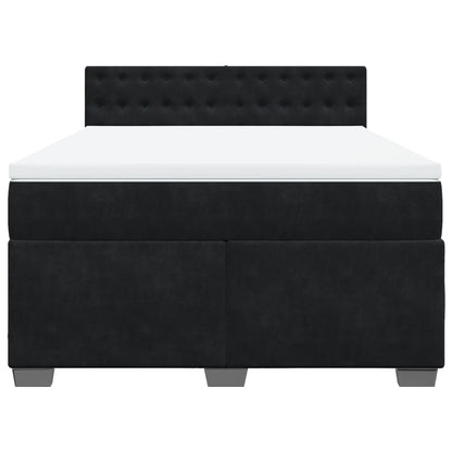 Giroletto a Molle con Materasso Nero 140x200 cm in Velluto