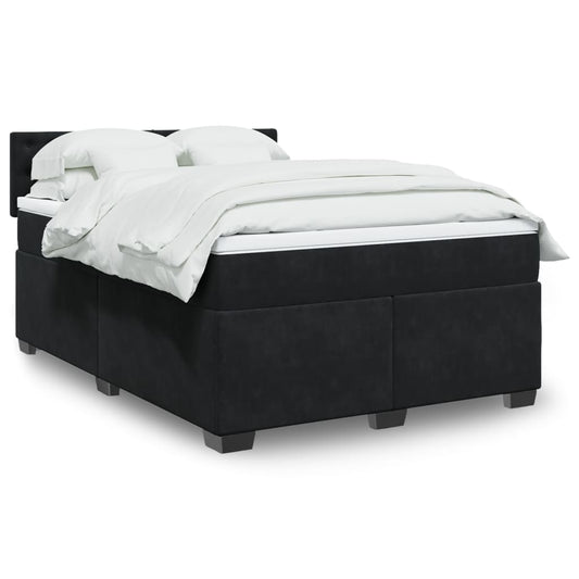 Giroletto a Molle con Materasso Nero 140x200 cm in Velluto