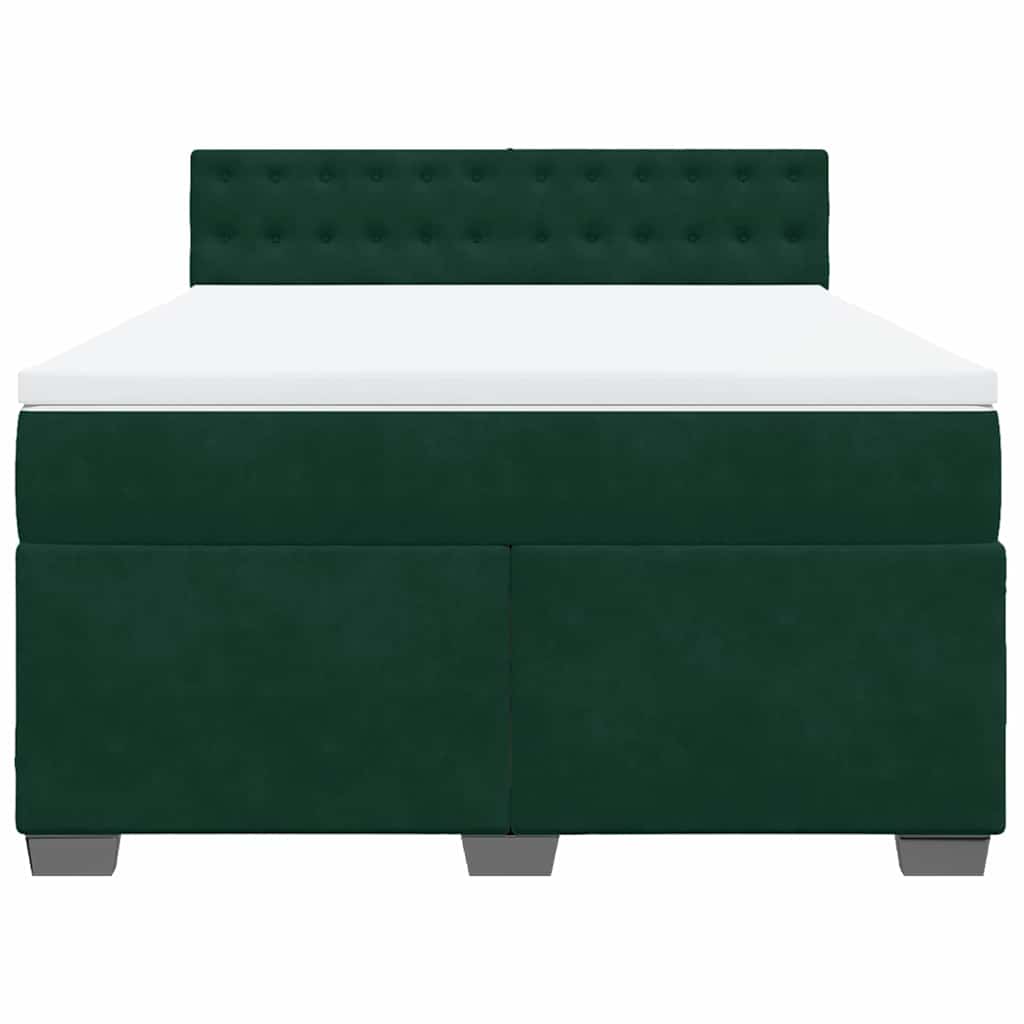 Giroletto a Molle con Materasso Verde Scuro 140x200 cm Velluto