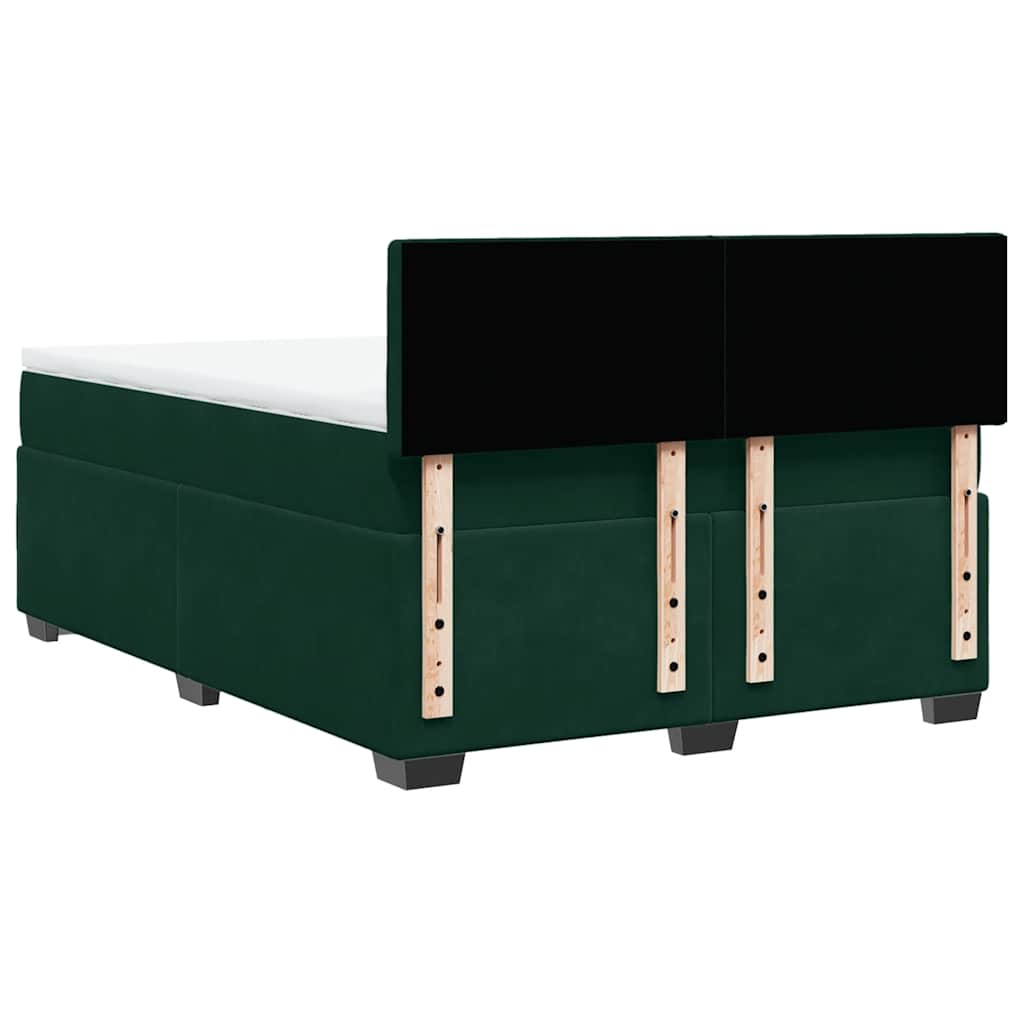 Giroletto a Molle con Materasso Verde Scuro 140x200 cm Velluto