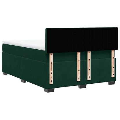Giroletto a Molle con Materasso Verde Scuro 140x200 cm Velluto