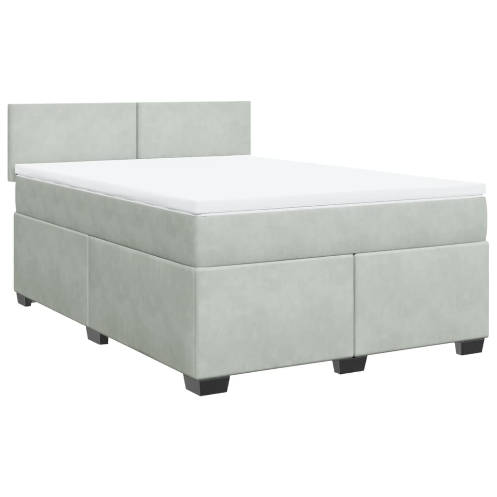 Giroletto a Molle con Materasso Grigio Chiaro 160x200cm Velluto