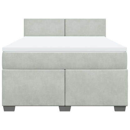 Giroletto a Molle con Materasso Grigio Chiaro 160x200cm Velluto