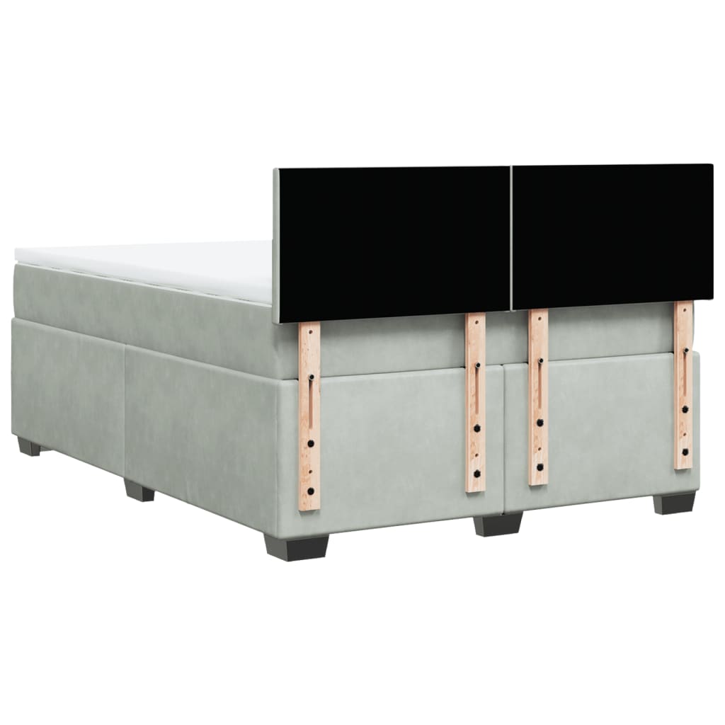 Giroletto a Molle con Materasso Grigio Chiaro 160x200cm Velluto