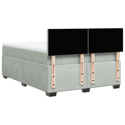 Giroletto a Molle con Materasso Grigio Chiaro 160x200cm Velluto