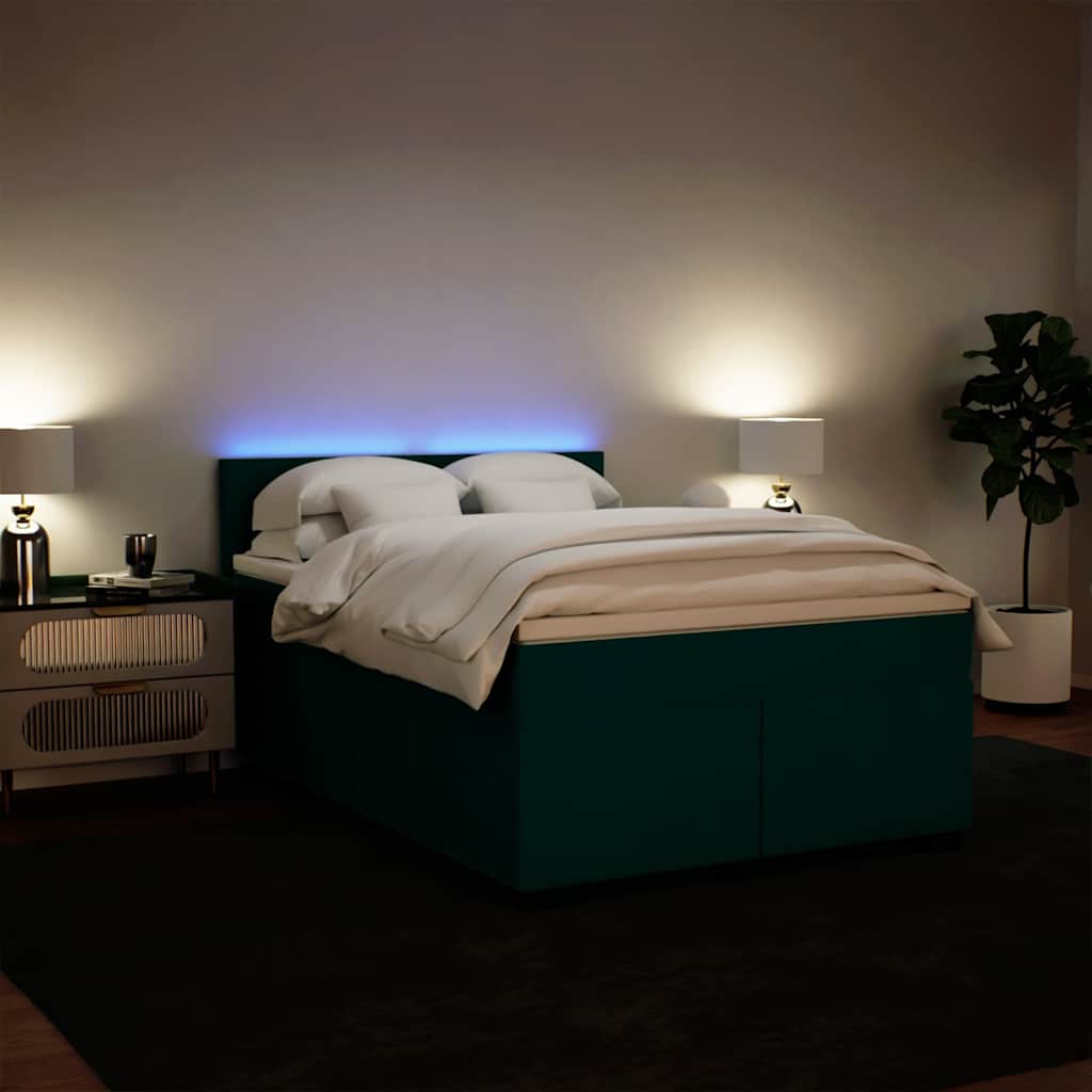 Giroletto a Molle con Materasso Verde Scuro 160x200 cm Velluto