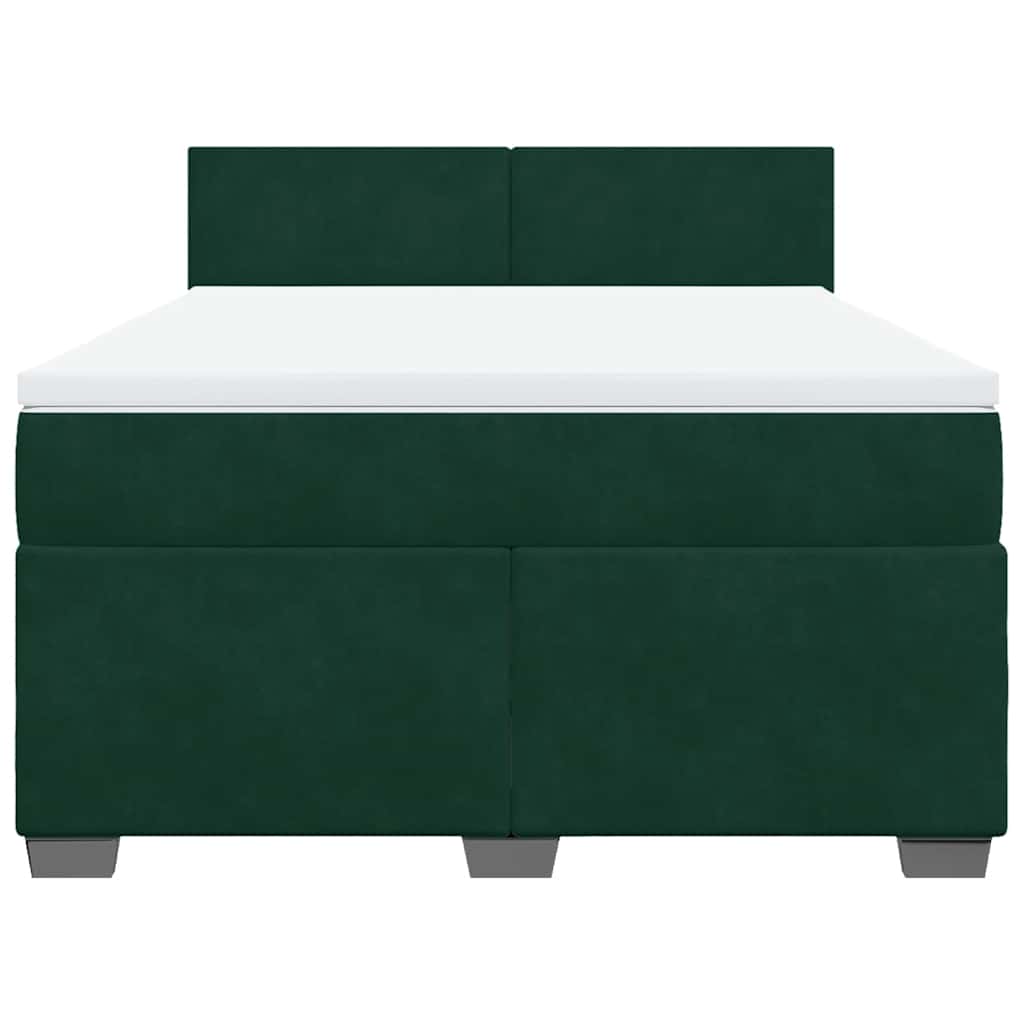 Giroletto a Molle con Materasso Verde Scuro 160x200 cm Velluto