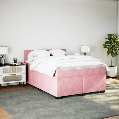 Giroletto a Molle con Materasso Rosa 160x200 cm in Velluto - homemem39