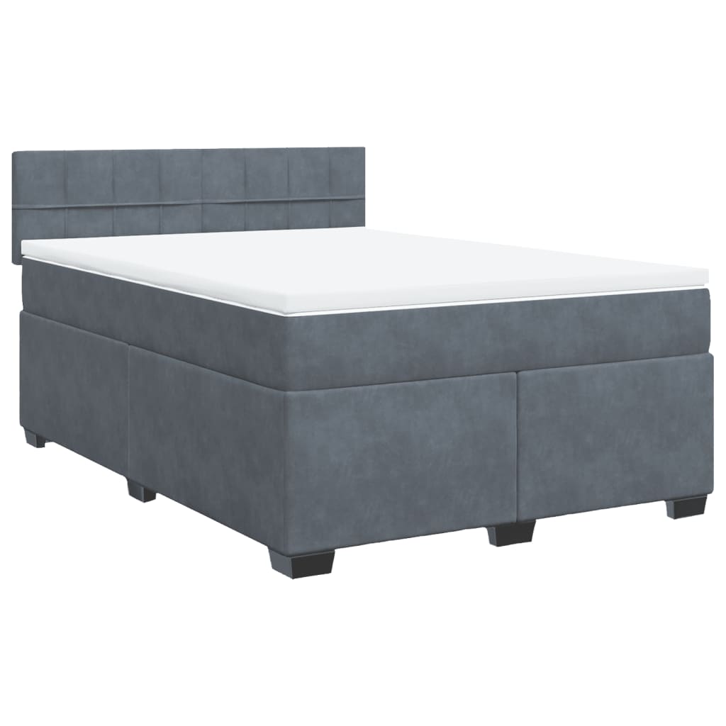 Giroletto a Molle con Materasso Grigio Scuro 160x200 cm Velluto