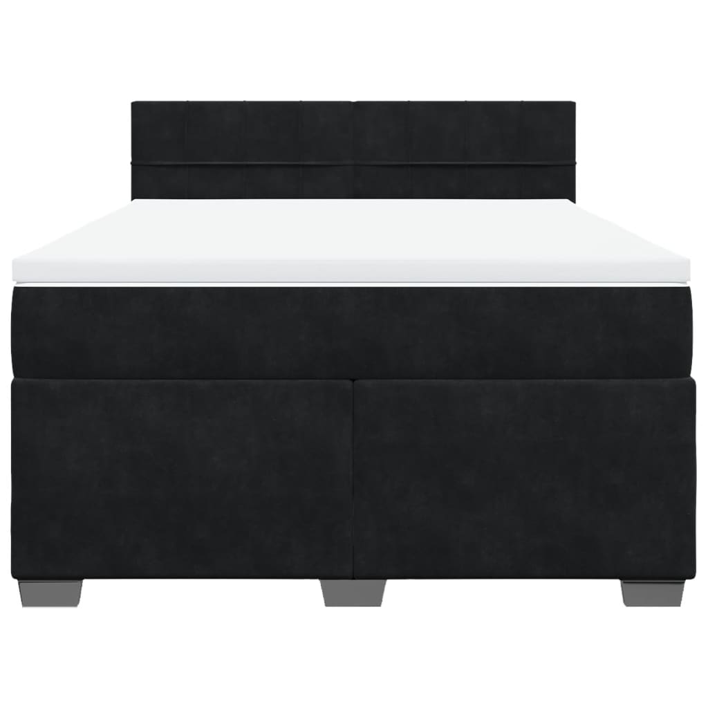 Giroletto a Molle con Materasso Nero 160x200 cm in Velluto